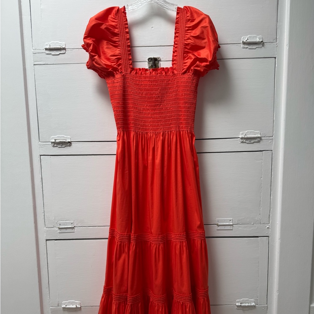 Tory Burch orange smoked cotton maxi dress. XL, pristine condition.